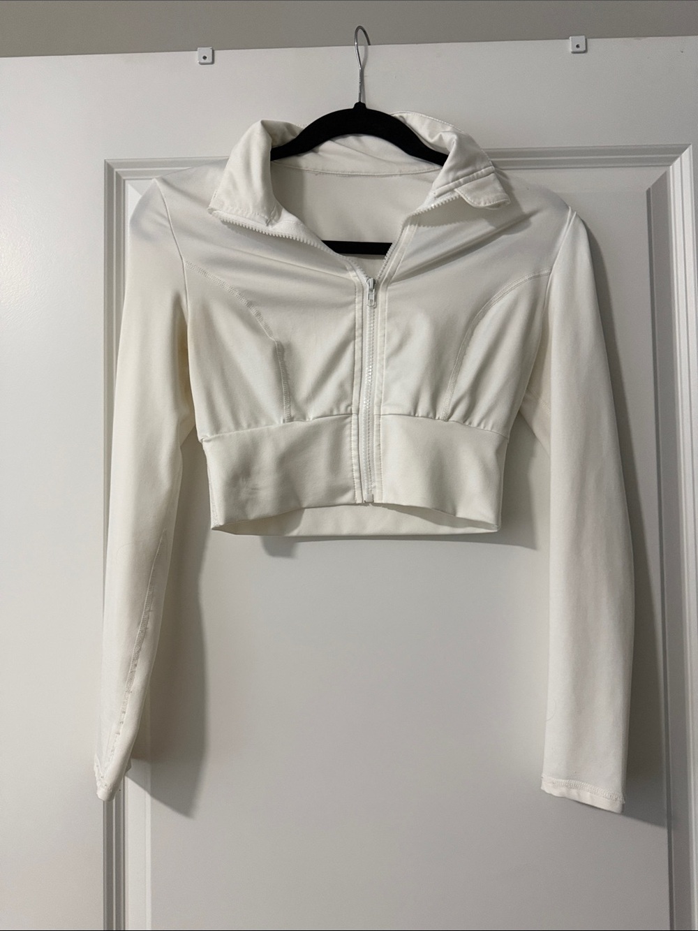 SHEIN White Cropped Zip-Up Collar Top